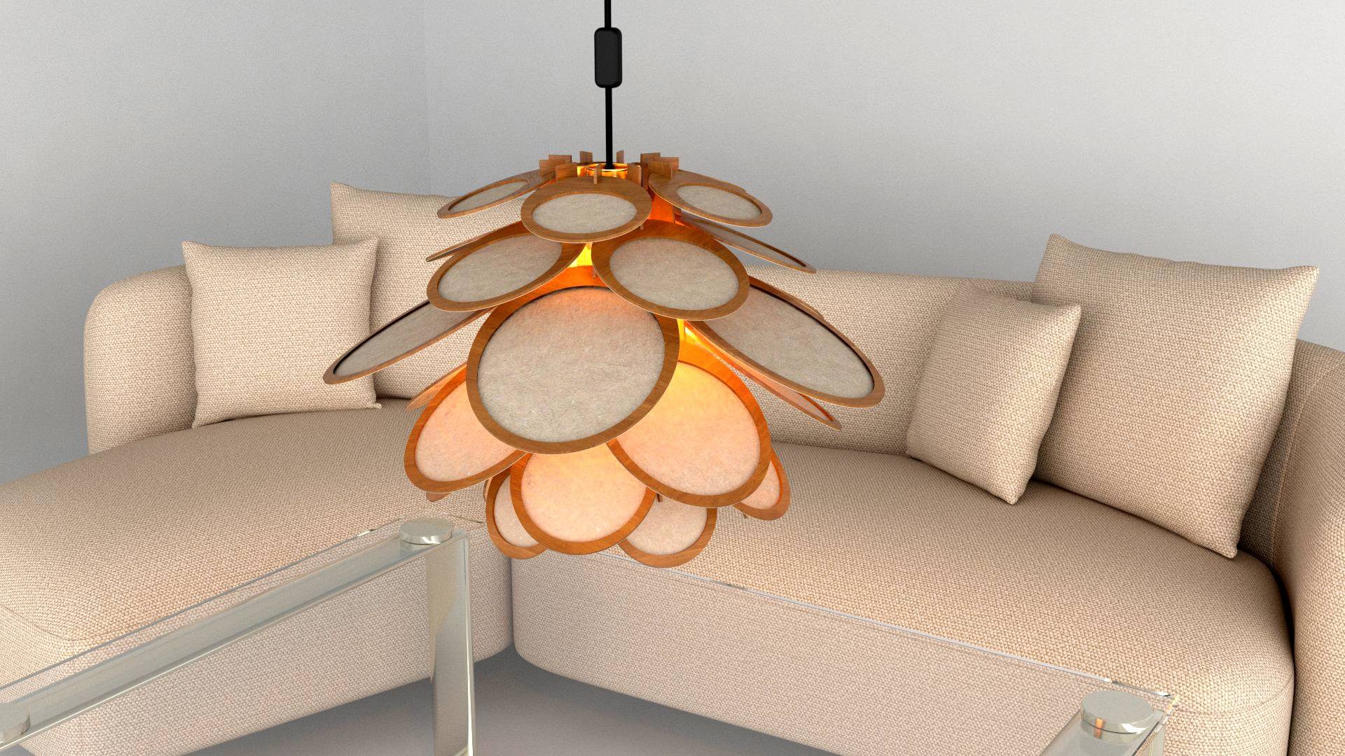 Lampshade with translucent paper diffusers
